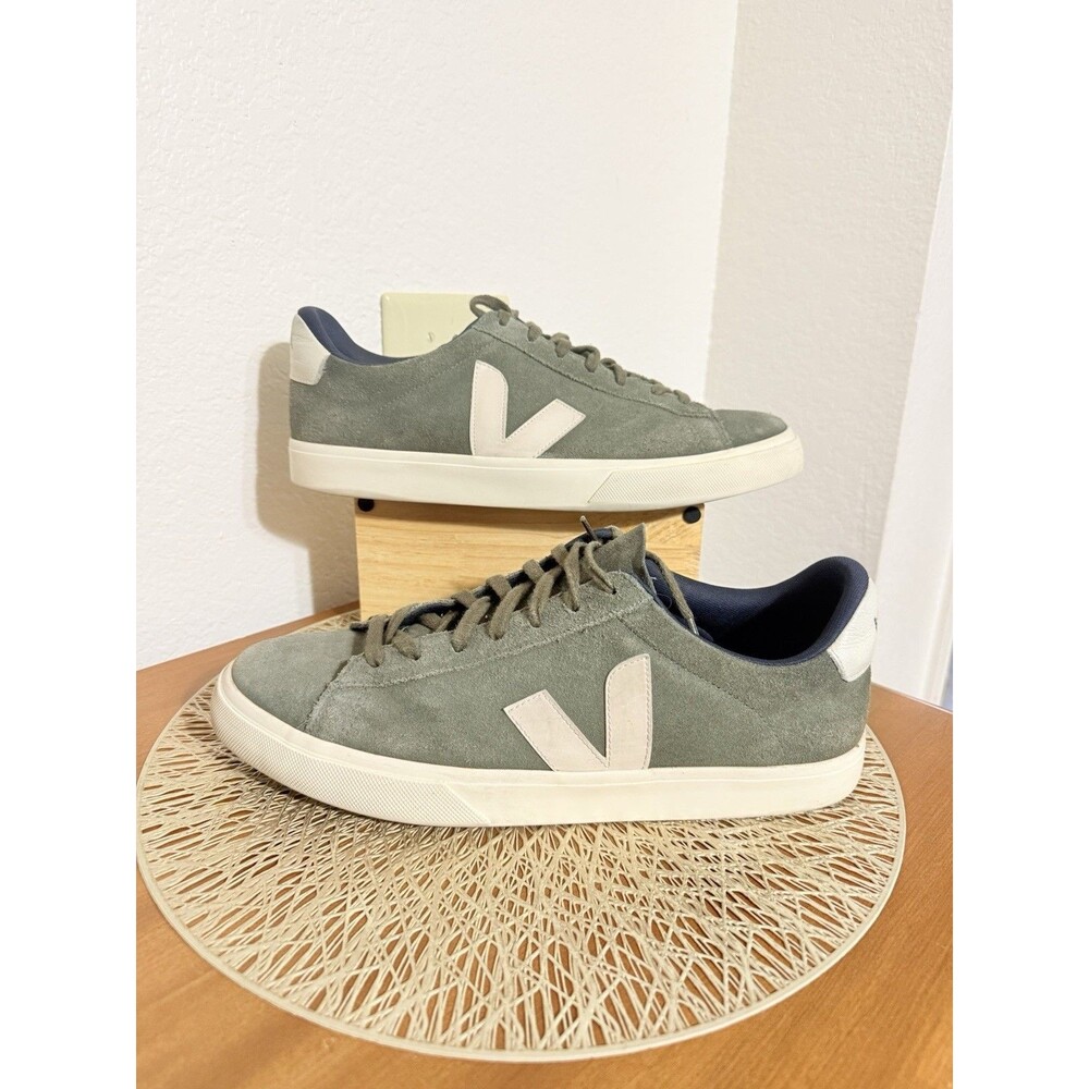 Veja Campo Suede Sneakers Shoes Men's Size 12.5 US Green Olive Off White